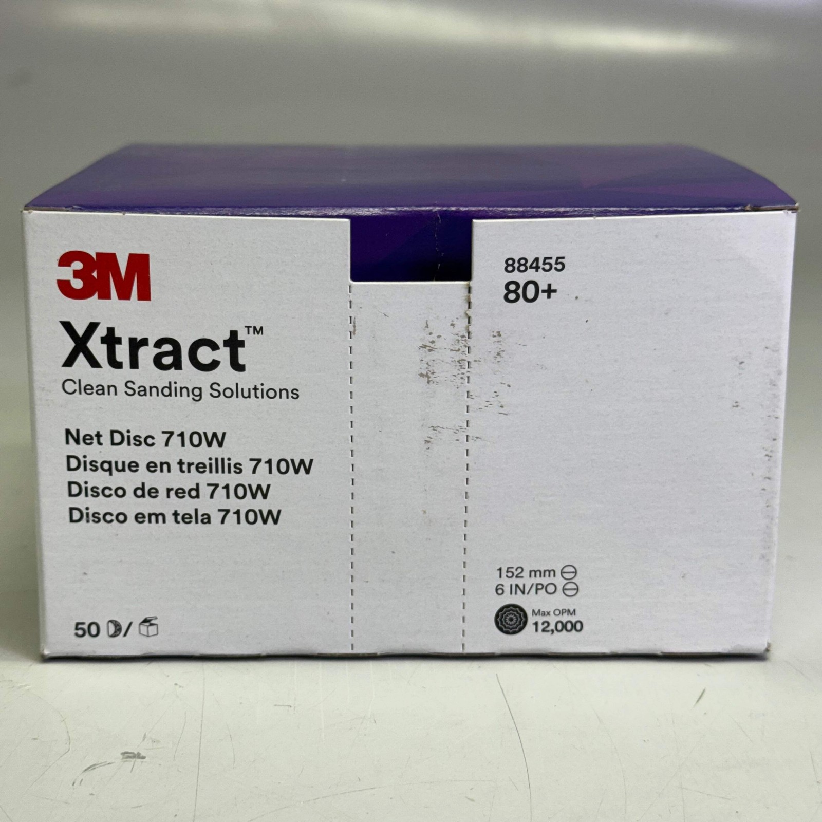 3M (50 PK) 6″ Cubitron II Xtract Sanding Net Disc 710w 80 Grit Purple 88455 Hook
