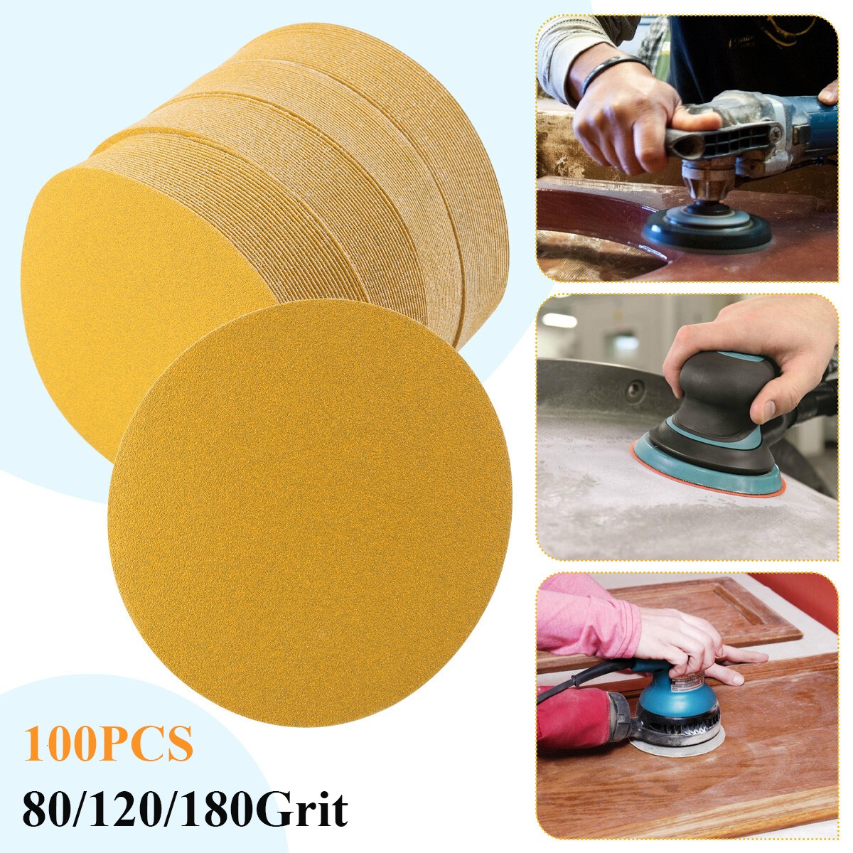 6 inch 150mm Self Adhesive Sanding Discs Sticky Backed Sandpaper 80 – 220 Grits