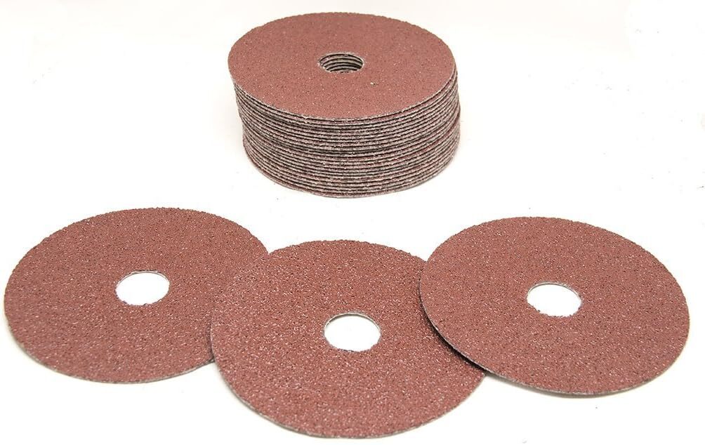 25PCS 4-1/2″ Aluminum Oxide Resin Fiber Grinding Sanding Discs for Wood 120Grit