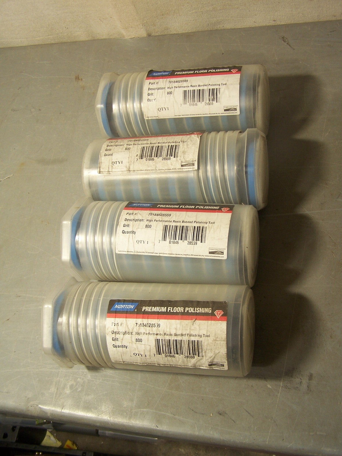 4 tubes (36 total) 3″ norton floor polishing tool discs resin bonded 800 grit