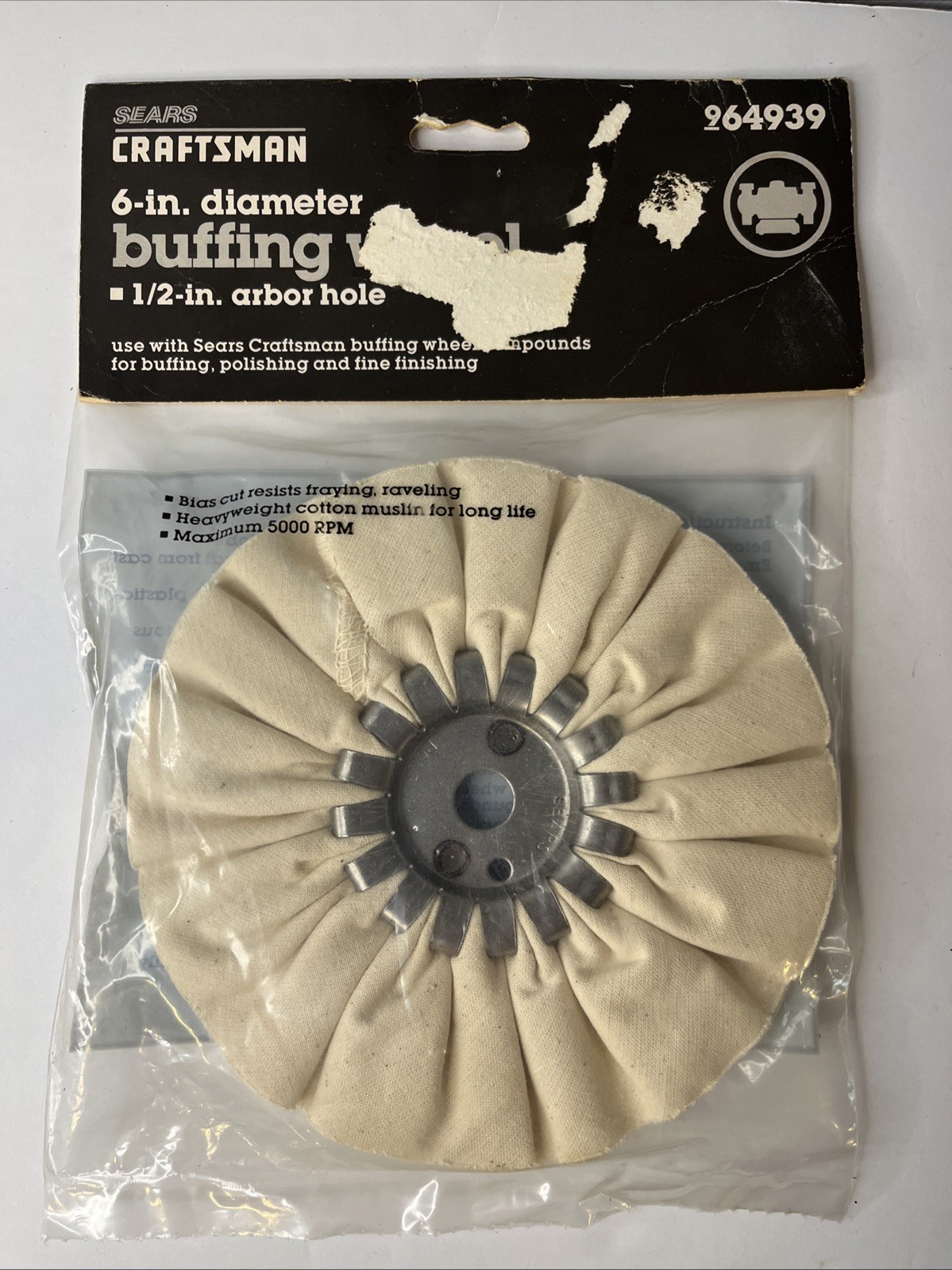 Craftsman 6-in Diameter Buffing Wheel #964939 NOS Made in USA Sears Roebuck