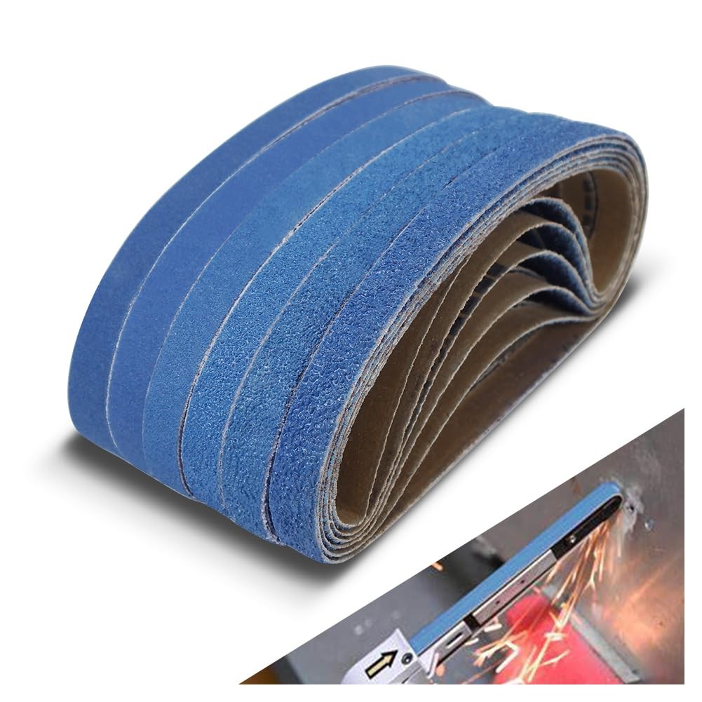 1/2 x 18 Inch Sanding Belts, 36 Pcs Assorted Grits (40/60/80/120/180/240), Zi…