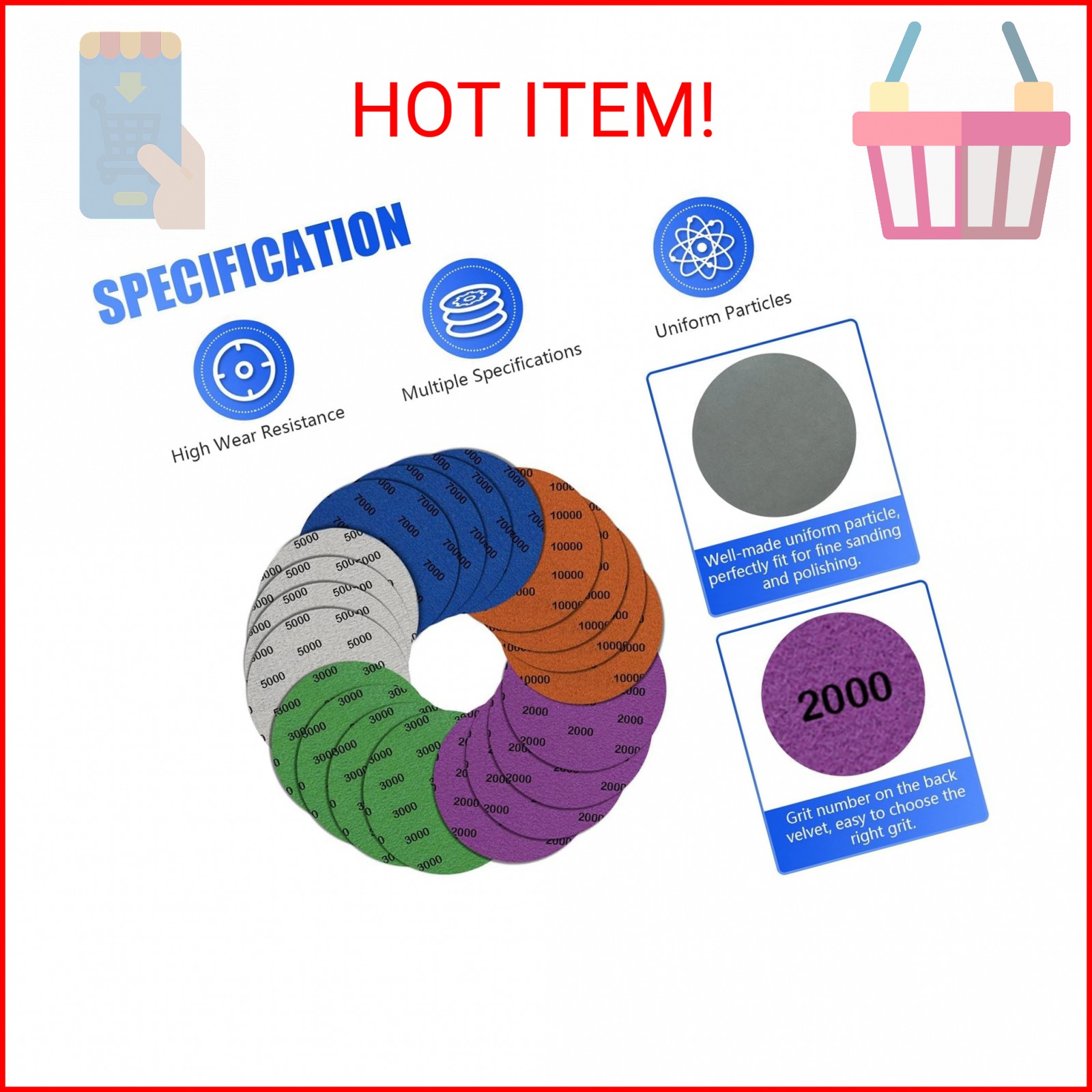 5 Inch 20Pcs Wet Dry Sandpaper: 2000/3000/5000/7000/10000 Grit Silicon Carbide H
