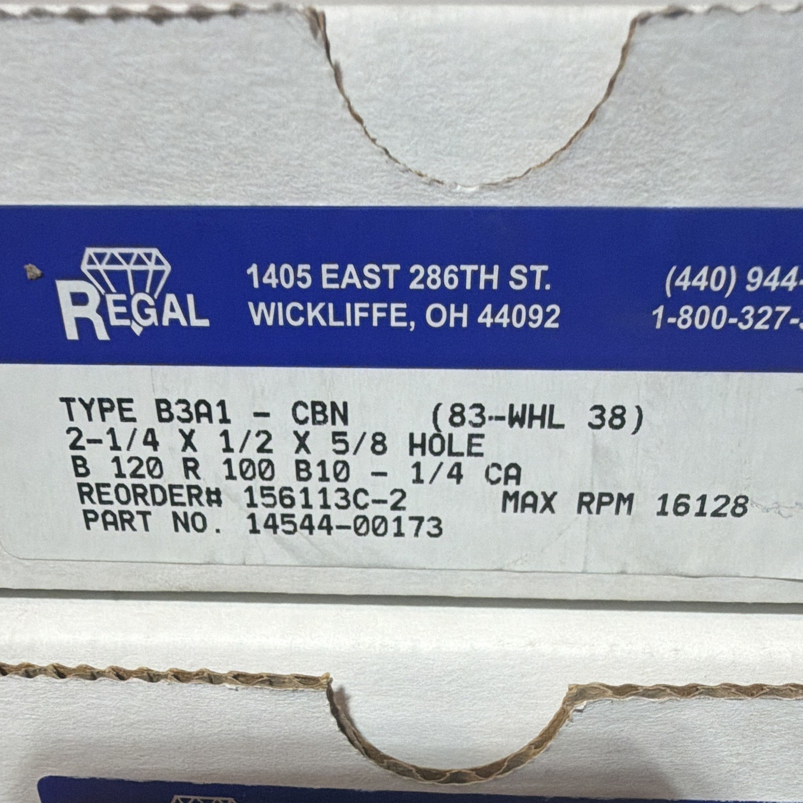 Regal B3A1 CBN Grinding Wheel 2-1/4in x 1/2in x 5/8 Hole 120 Grit MPN 3 sets