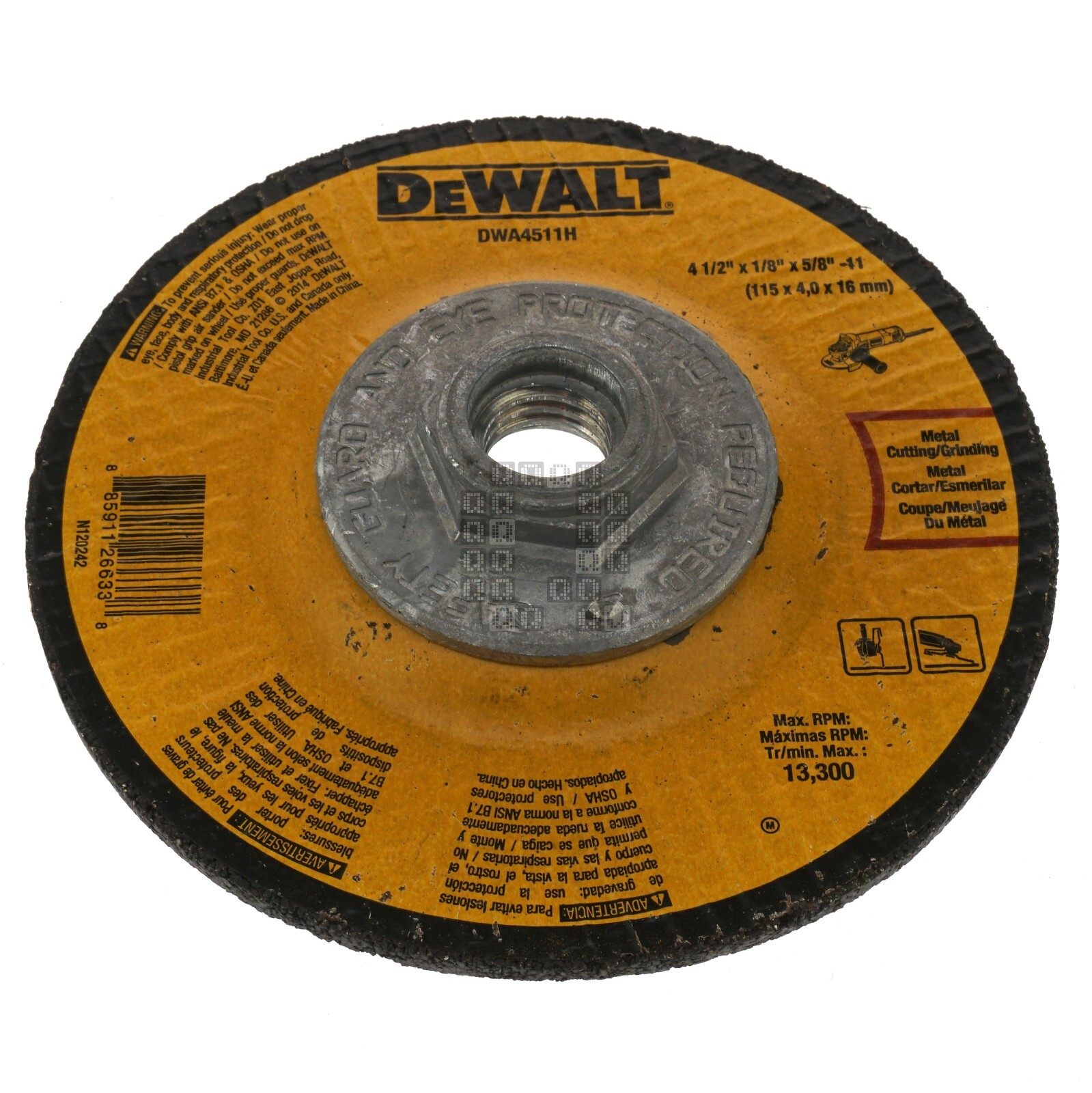 DeWALT DWA4511H 4-1/2″ Diameter Metal Abrasive Grinding Wheel, 1/8″ Thickness