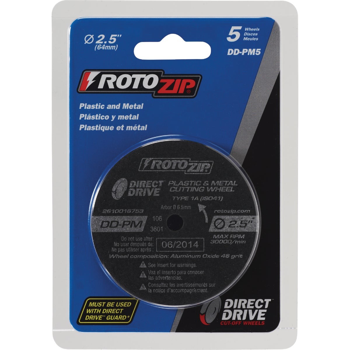 Rotozip Direct Drive 2-1/2 In. 30,000 rpm Plastic and Metal Cutting Wheel DD-PM5