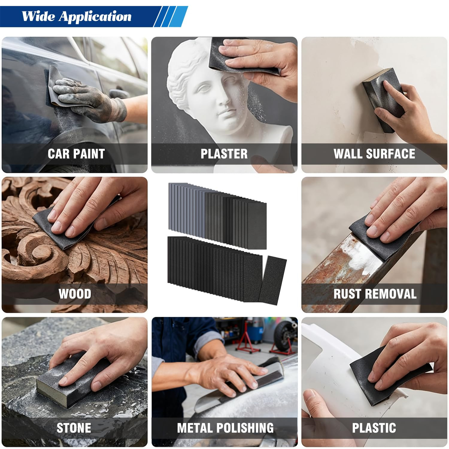51-Sheets Sandpaper Assortment, 9 X 3.6 Inch Wet Dry Sand Paper, 100/120/180/240