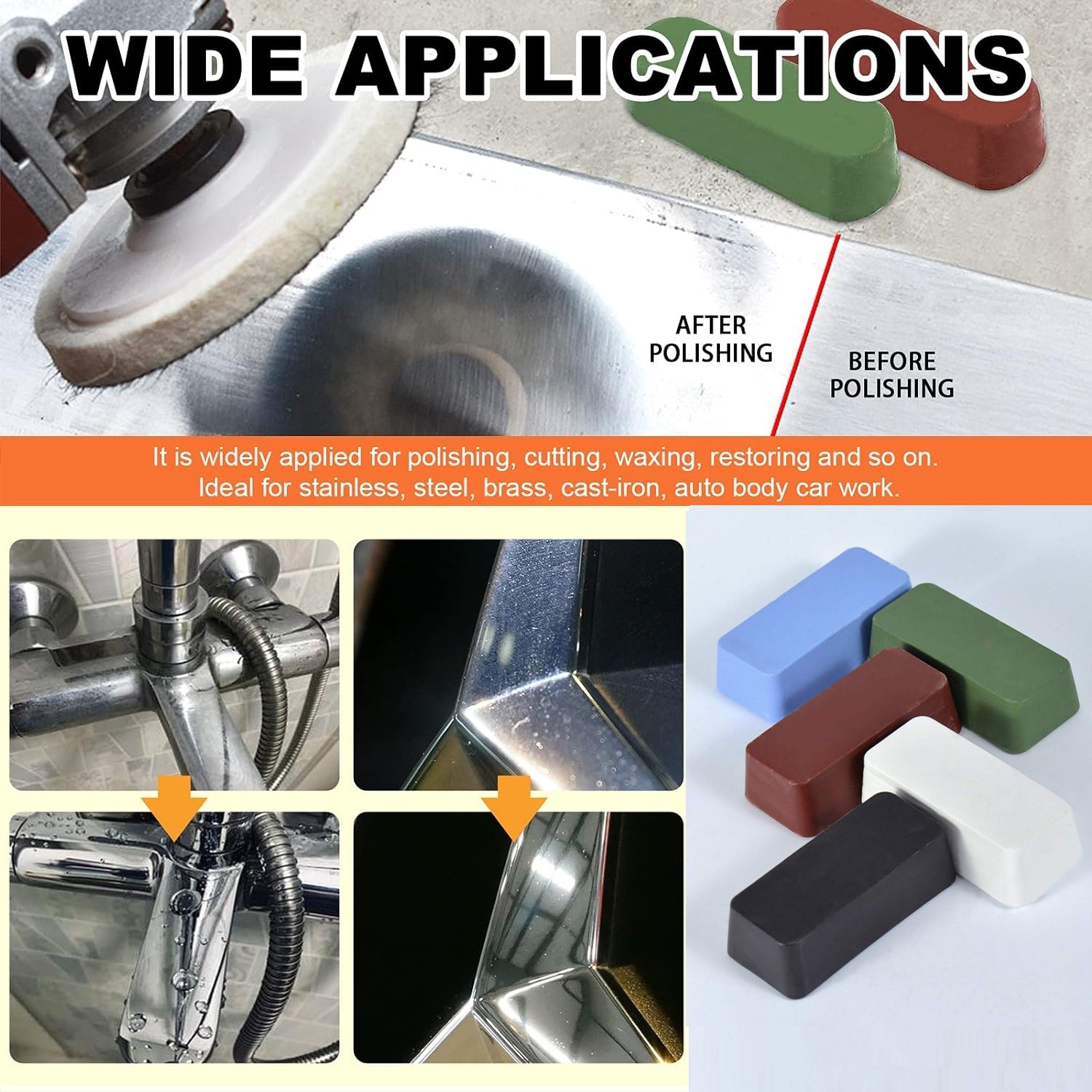 Buffing Bar Polishing Compound Polish Wax Stainless Steel Metal Grinding 110g