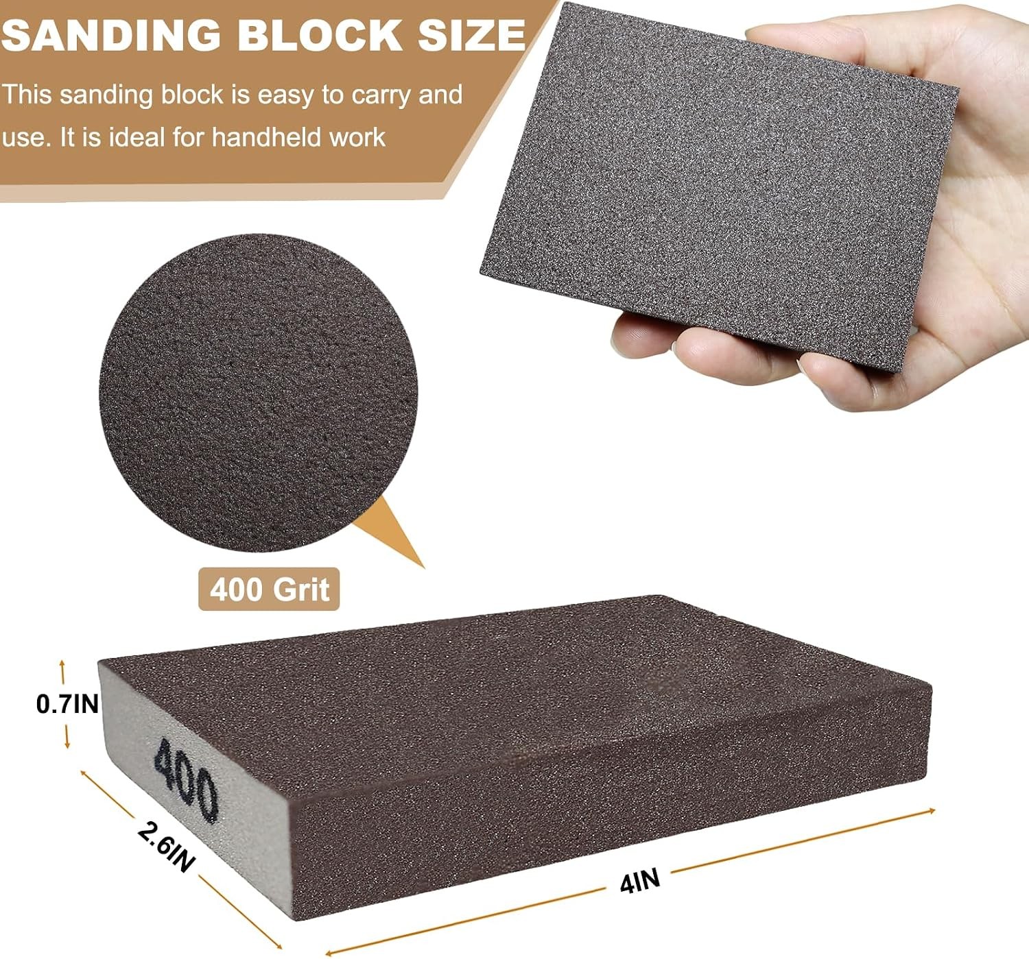 6 Pack 400 Grit Fine Sanding Sponge, Washable and Reusable Sanding Blocks Great