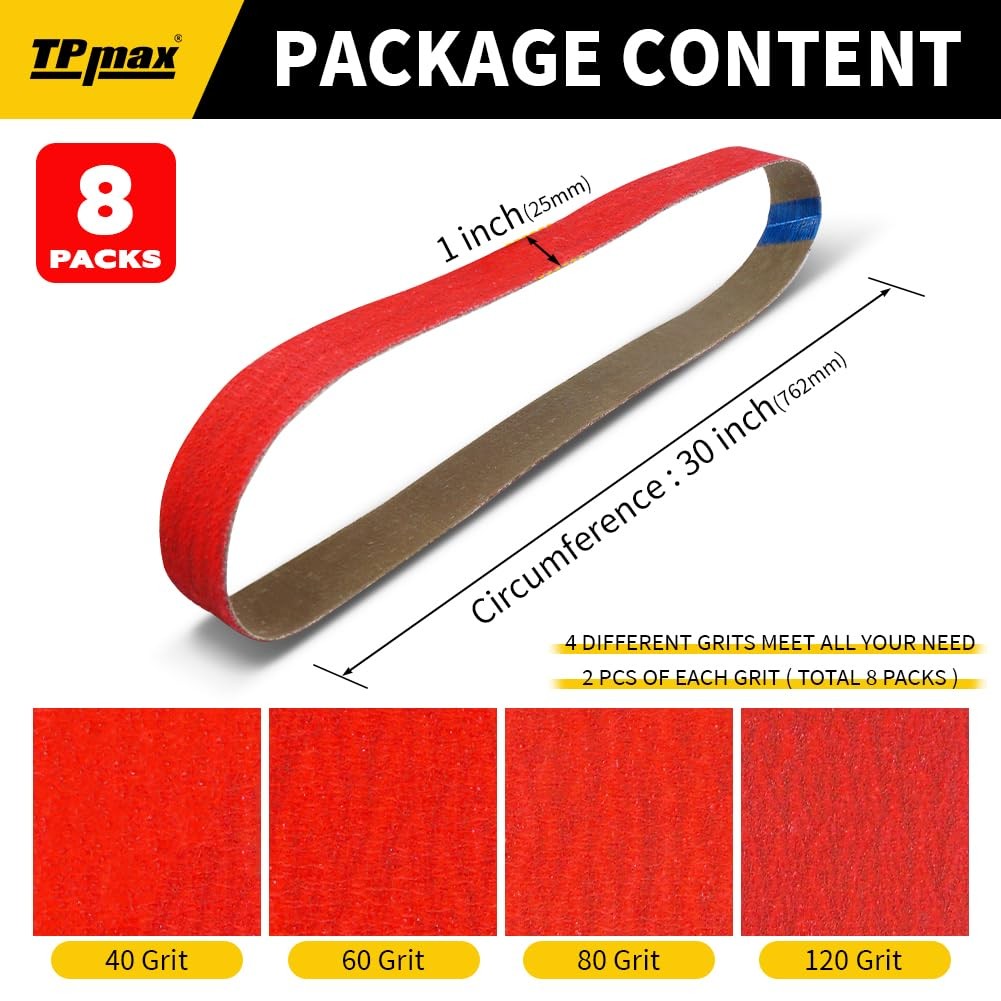 1×30 in Ceramic Sanding Belts 40/60/80/120 Grits for Knife Making & Woodworking