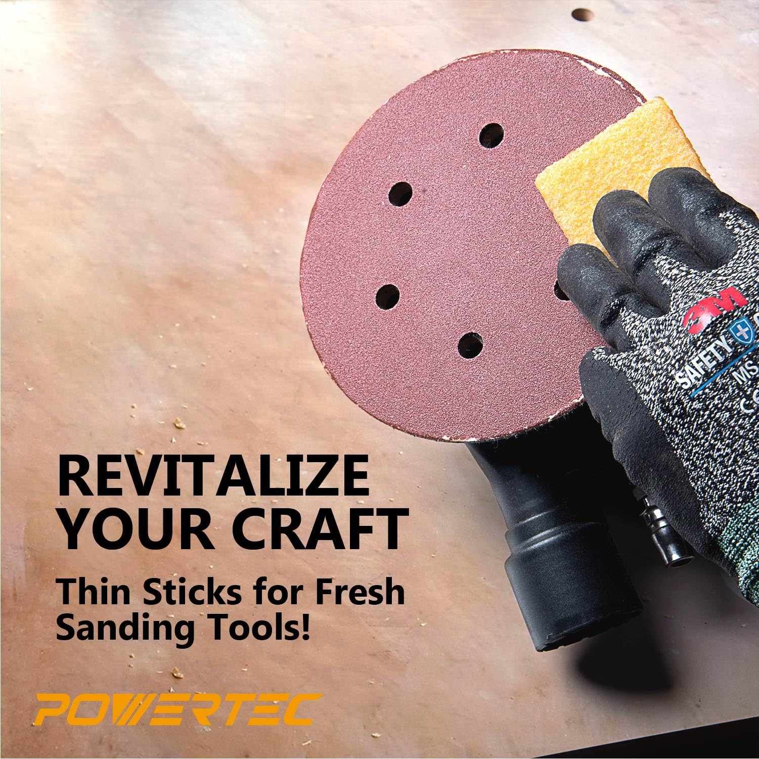 POWERTEC 71895 Abrasive Belt Cleaner 5PK, for Sanding Discs & 2-3/4″, Yellow