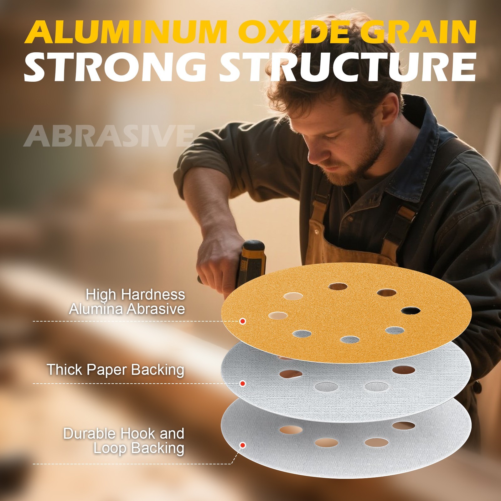 50-PACK 5 inch Sanding Discs 8-Hole Hook Loop for Orbital Sander Paper 120 Grit