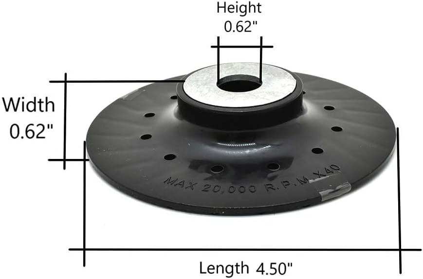 BP45 4.5 Inch Angle Grinder Backing Pad for Resin Fiber Disc with 5/8 Black