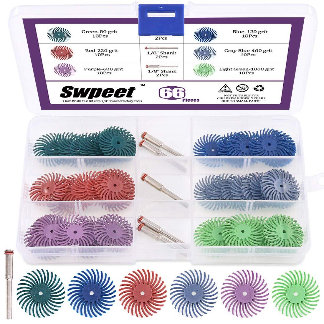 66Pcs 1 In 6 Mixed Grit Radial Bristle Disc Abrasive Brush Gap Polishing Pad