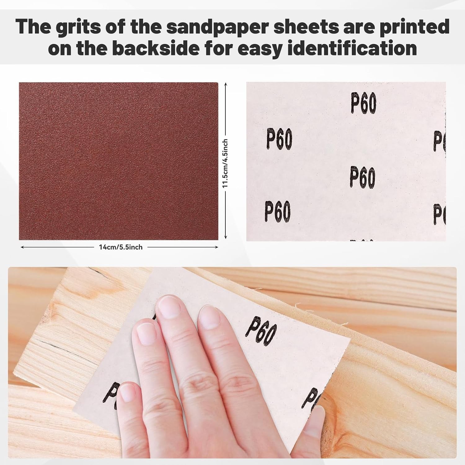 Efficient 4.5″ x 5.5″ P60 Grit Sandpaper – 50 Sheets for Flawless Finishing
