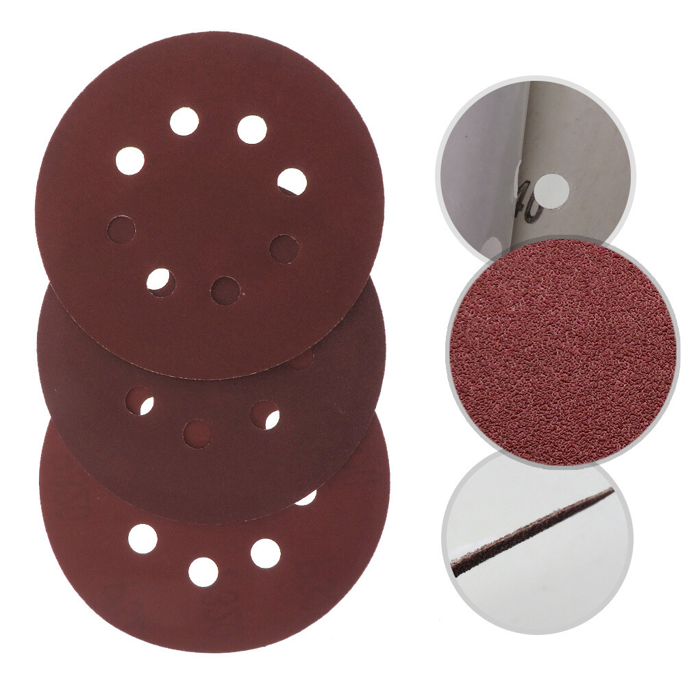 5″ 125mm 8 Hole Red Sandpaper Sanding Discs Furniture Wood Polishing 80-320 Grit