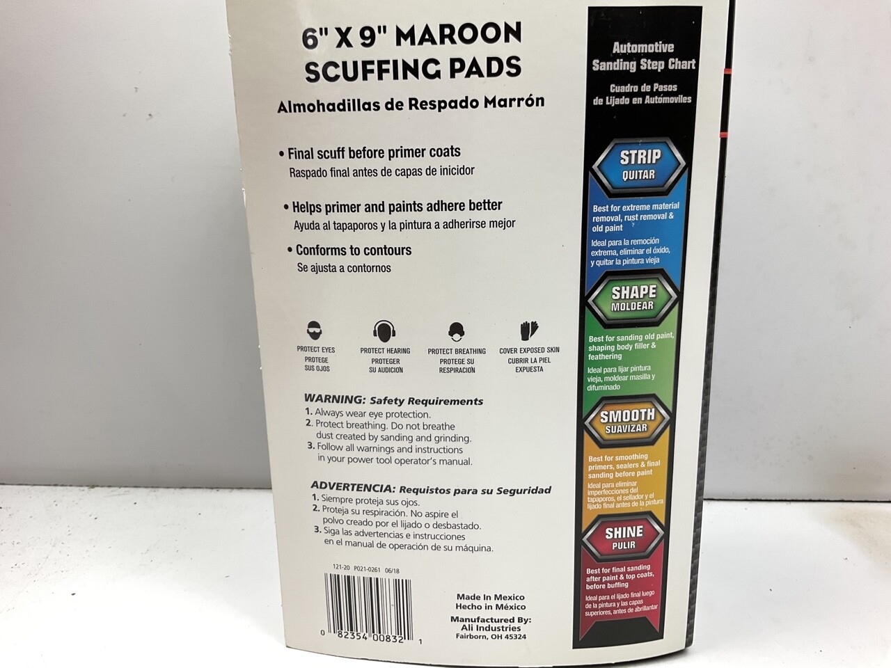 Pack Of 10 – Maroon Scuffing Pads P360 Shape 360 Grit 6″ X 9″