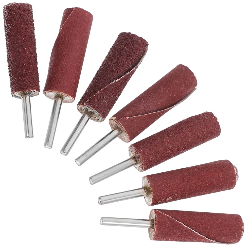 7Pcs Reusable Sanding Drum Kit Cylinder Head Porting Kit Dark Red Polishing Tool
