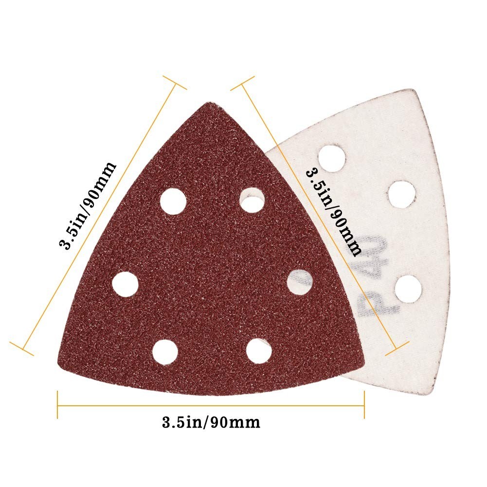 Versatile 90mm Hook & Loop Triangle Sanding Pads – 50 Pcs, 40 Grit Finish