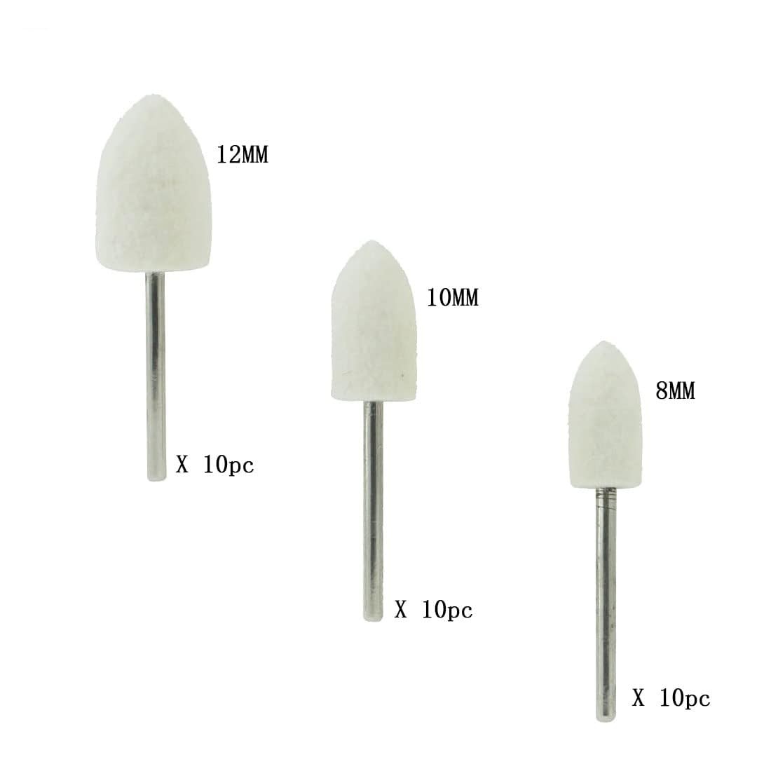 Luo ke 30 Pcs Wool Felt Polishing Bits, 3/32” Shank Cone Shape Wool Polishin…