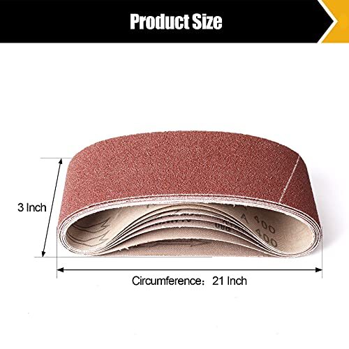 Boshcraft 3 x 21 Inch Sanding Belts, 21 Pack Belt Sander Paper