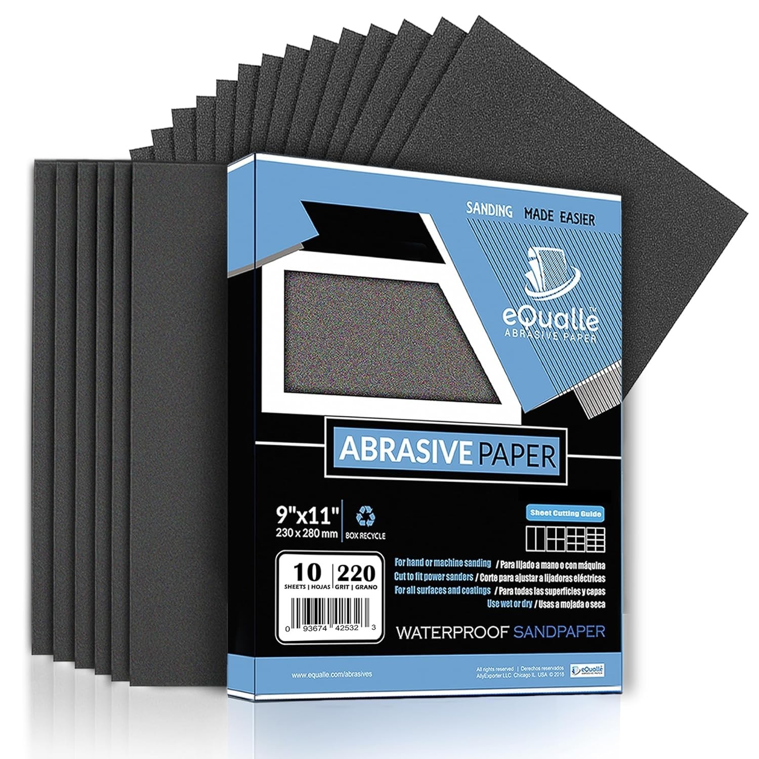 Abrasive Sheets 400 Grit 9×11 Fine Silicon Carbide Auto Paint Wood Prep 10-Pack