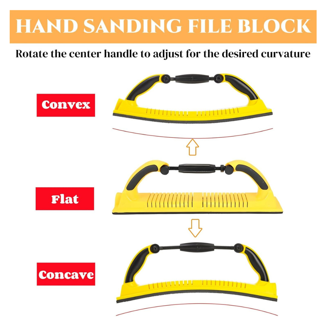 Adjustable Radius Hand Sanding Block Hook & Loop Longboard File for Auto Wood