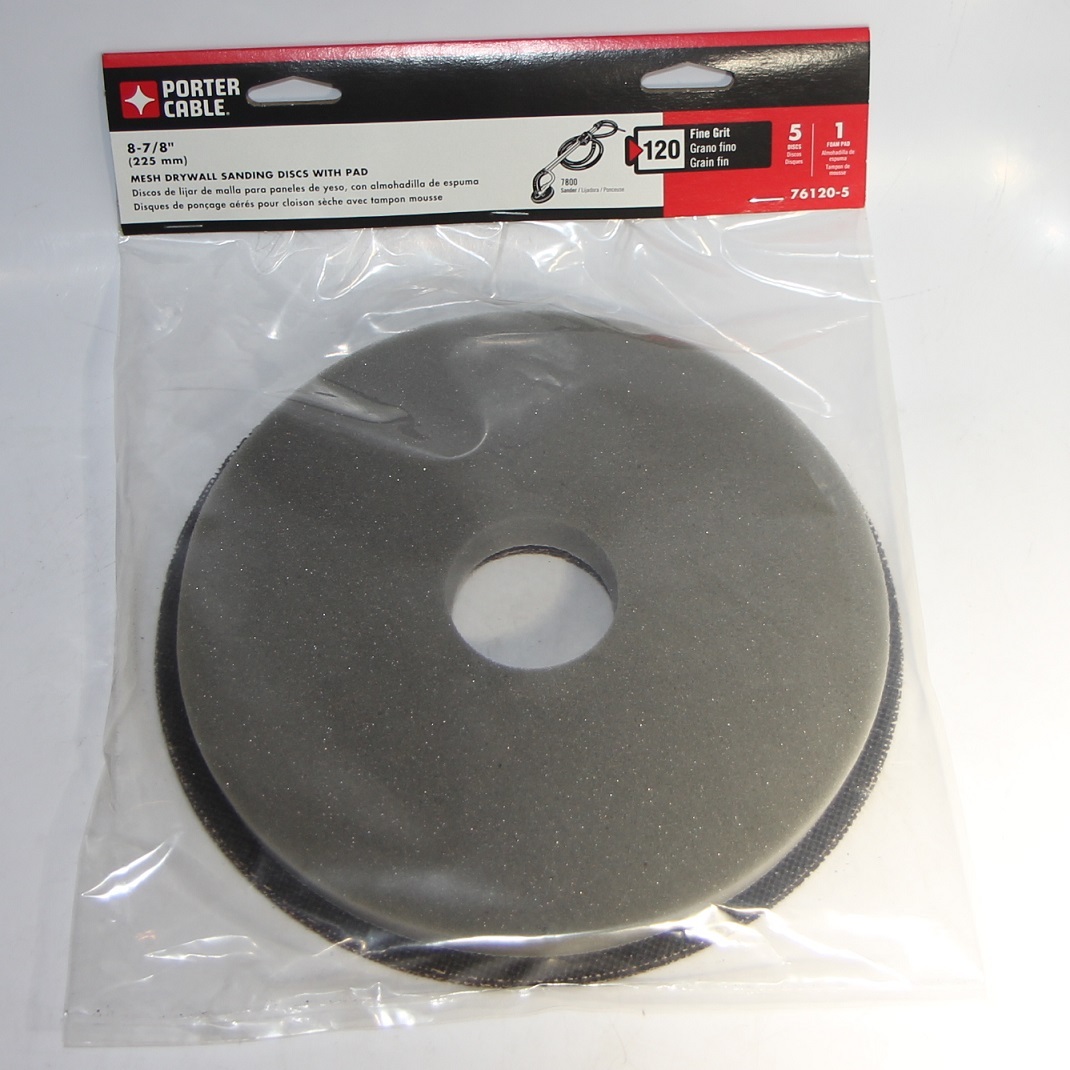 5pc Porter Cable 76120-5 8-7/8″ 120 Grit Mesh Sanding Disc for 7800 Sander + Pad