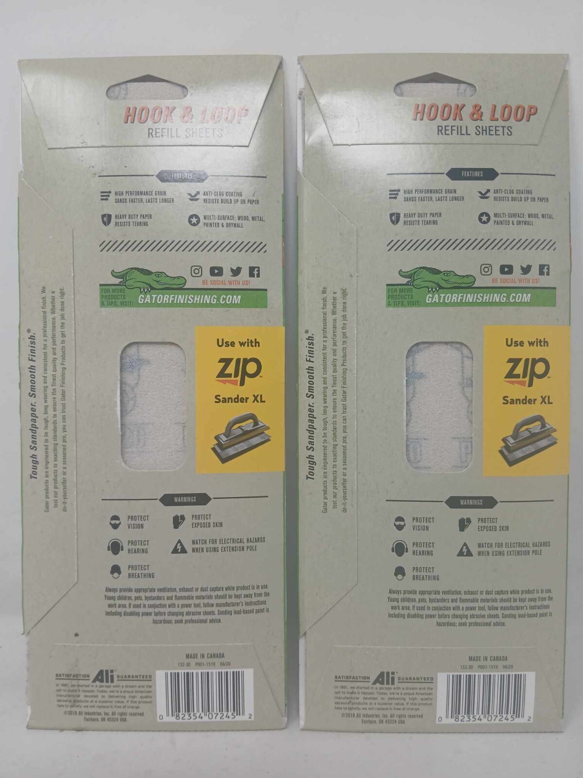 2 PACK – Gator Zip 7245 120 Fine Grit Hook & Loop Refill Sheets
