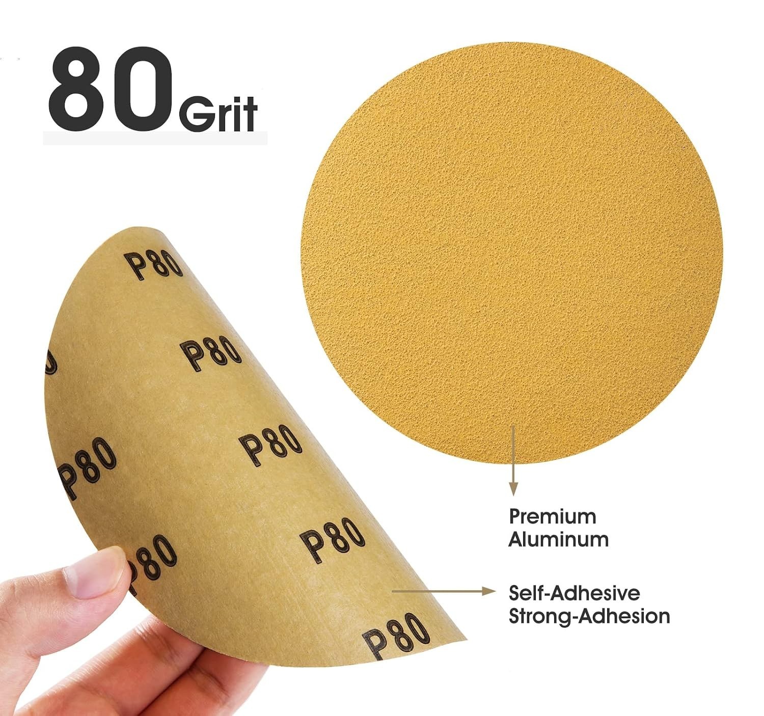 100 PCS 6 Inch PSA Sanding Discs 80 Grit Self Adhesive Sandpaper | Adhesive B…