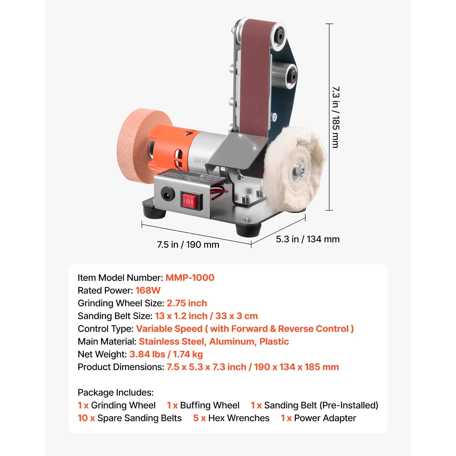 3-in-1 Mini Belt Sander 13 Inch Sanding Polishing Grinding Tool CE