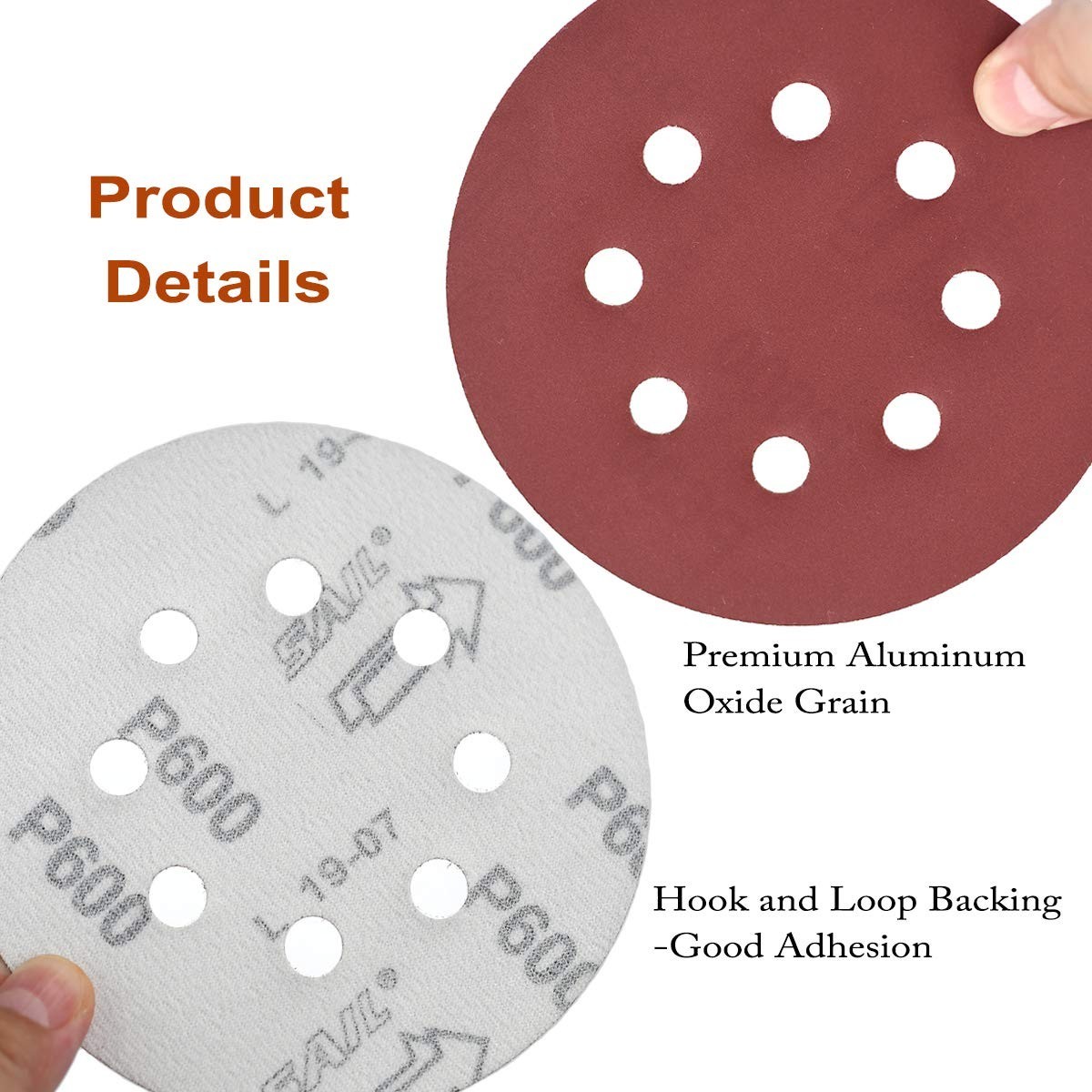 60-Pack 5-Inch Aluminum Oxide Grit Sanding Discs for Random Orbit Sanders