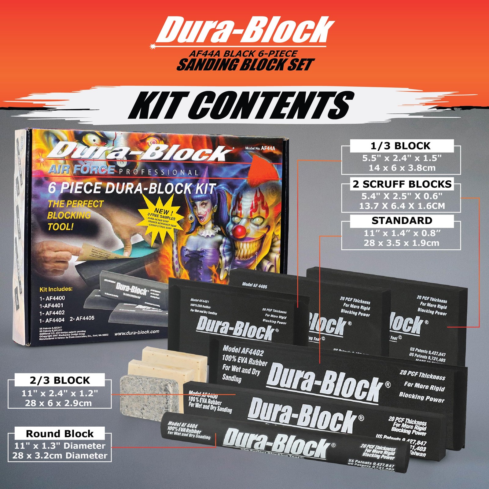Dura-Block Set 6pc – Flexible EVA Foam Wet or Dry Autobody Sanding Blocks Kit…