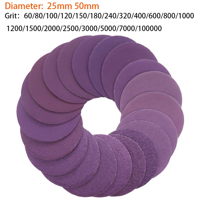 25mm 50mm Sanding Discs Wet and Dry Orbital Sandpaper Hook & Loop Pads All Grit