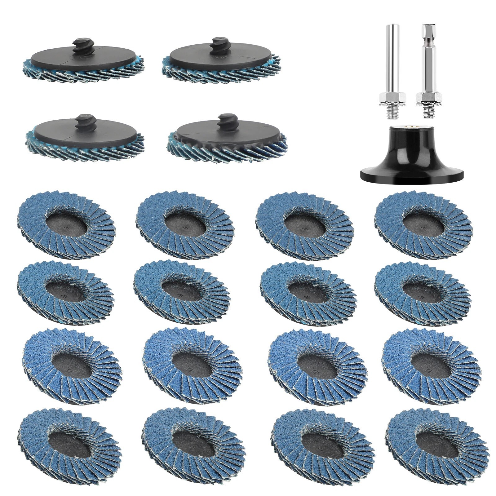 20pcs 2inch Flat Flap Disc Roll Lock Sanding Grinding Wheels 40 60 80 120 Grit