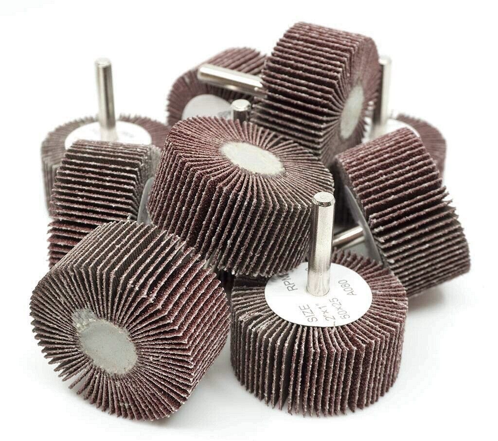 SATC 5PCS 2″x1″x1/4″(50x25x6mm) Shank Mounted Flap Sanding Grinding Wheel P120