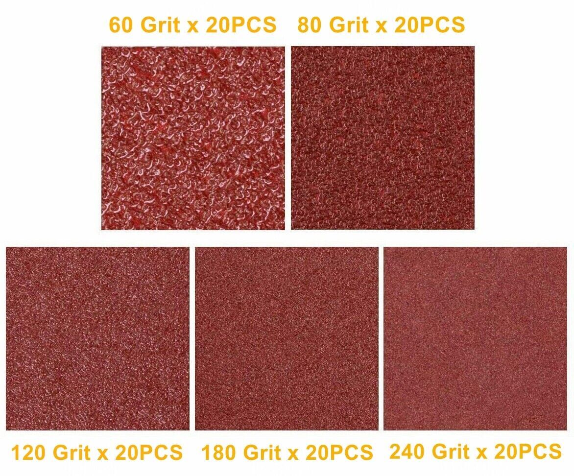 100PCS 6 in Hook Loop Orbital Sander Paper Sanding Discs 60 80 120 180 240 Grit
