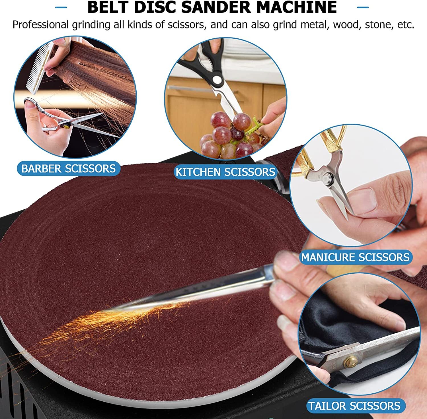 Electric Disc Mini Belt Sander with 10 Belts and Sanding Papers Sharpener Bench