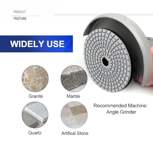 8Pcs 4 Inch Diamond Wet Polishing Pads Set of with White Bond for Mixed Grits
