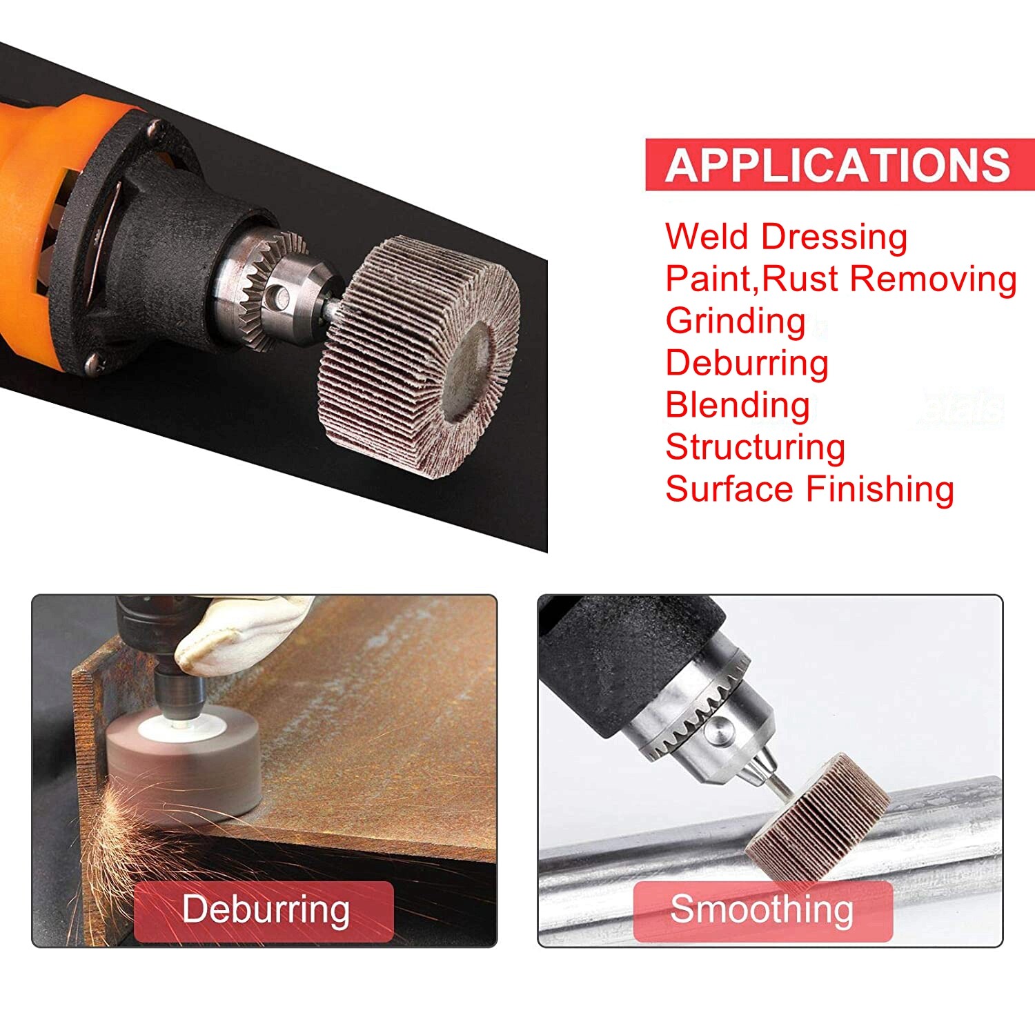 2x1x1/4″ Flap Wheel Sander for Drill Mounted Sanding Grinding 40 60 80 120 Grit