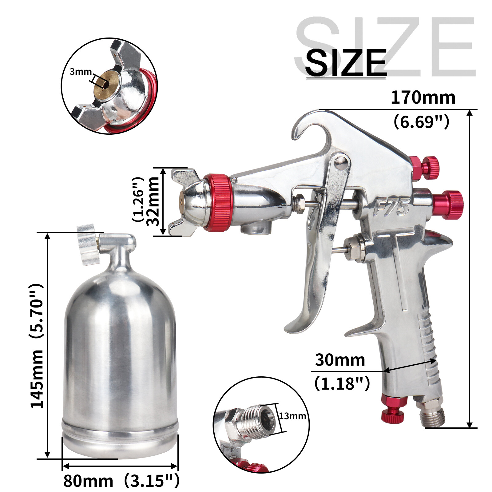 1.5mm Nozzle HVLP Air Spray Gun For Car Auto Paint Sprayer Touch Up Gravity Tool