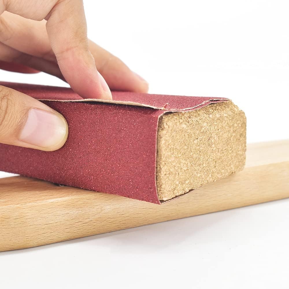 3-Pack Cork Sanding Blocks Hand Tool Beveled Edge Flat Curved Woodworking Auto