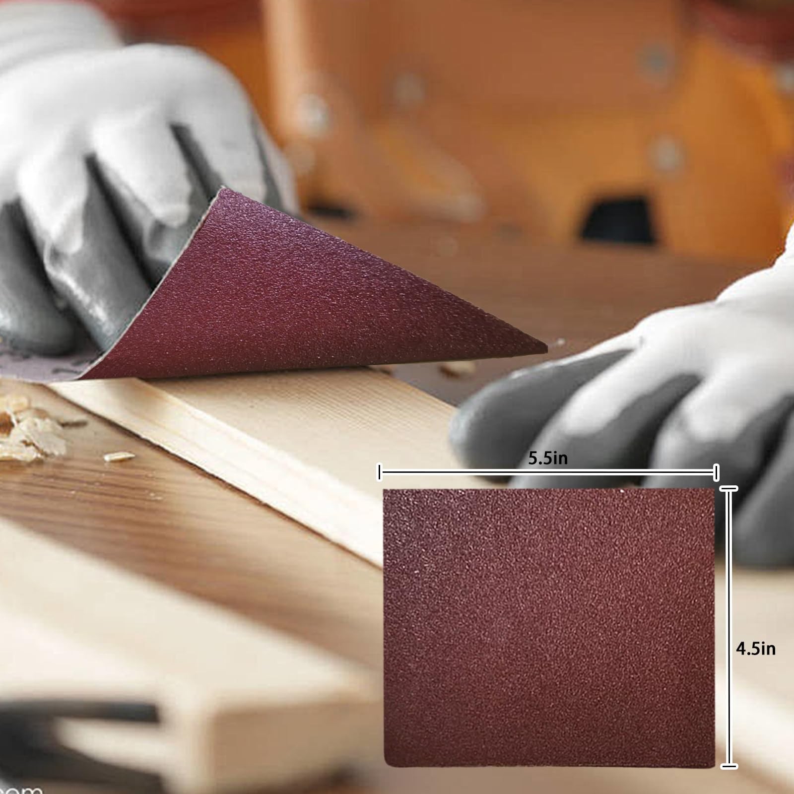 50 Pcs 1/4 Sheet Sandpaper for Palm Sander, 5.5″ x 4.5″ Premium Sand Paper 80