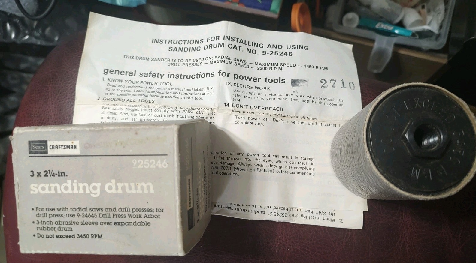 Sears Craftsman 3 in. Face 2-1/4 in. Dia. Sanding Drum # 9-25246 NEW In Box