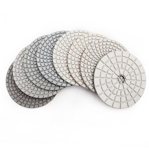 8Pcs 4 Inch Diamond Wet Polishing Pads Set of with White Bond for Mixed Grits