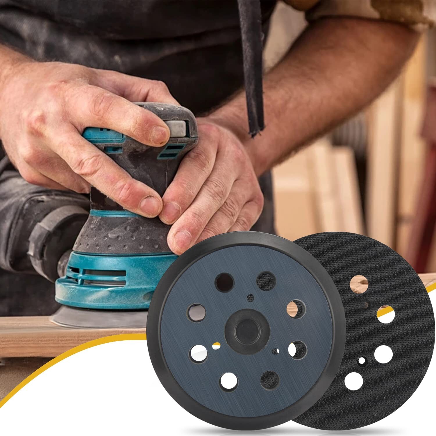 2 Pack 5″ 8 Hole Hook & Loop Replacement Sander Pads Compatible with Makita O…