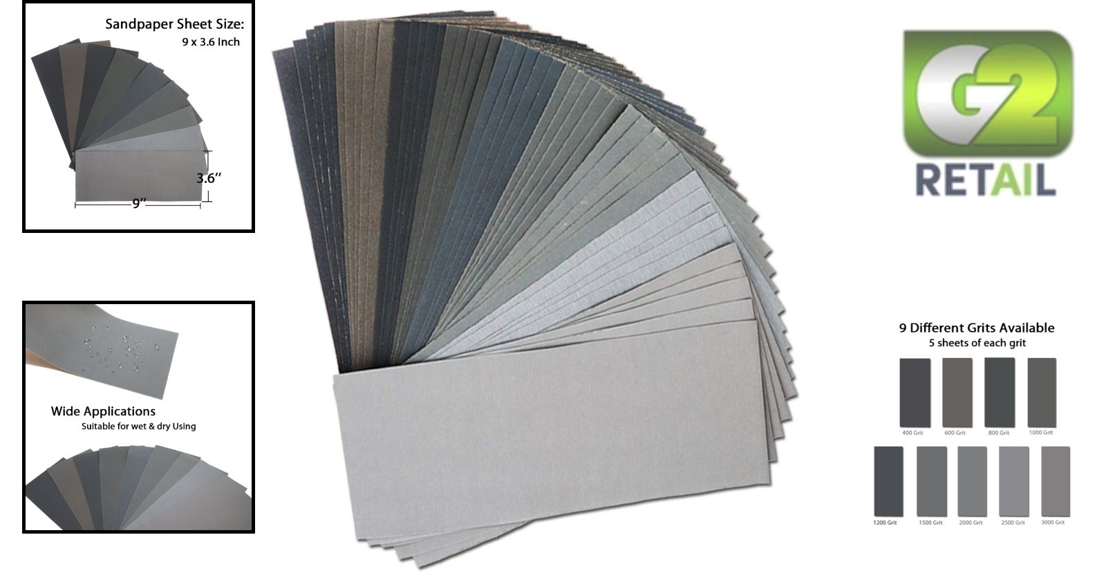 High-Quality Silicone Carbide Sandpaper – 45Pcs Wet/Dry Grits for All Projects