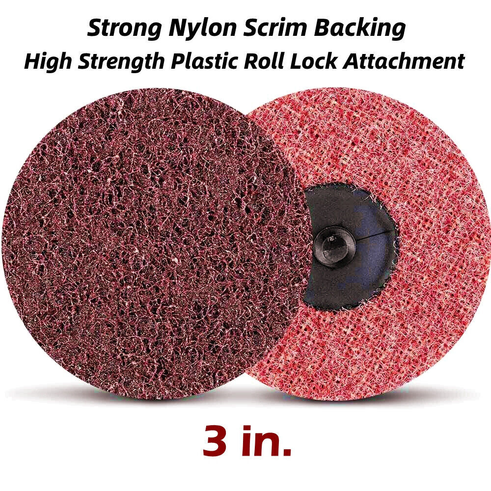 25PC 3 inch Roll Lock Sanding Disc Medium Surface Conditioning Die Grinder Drill