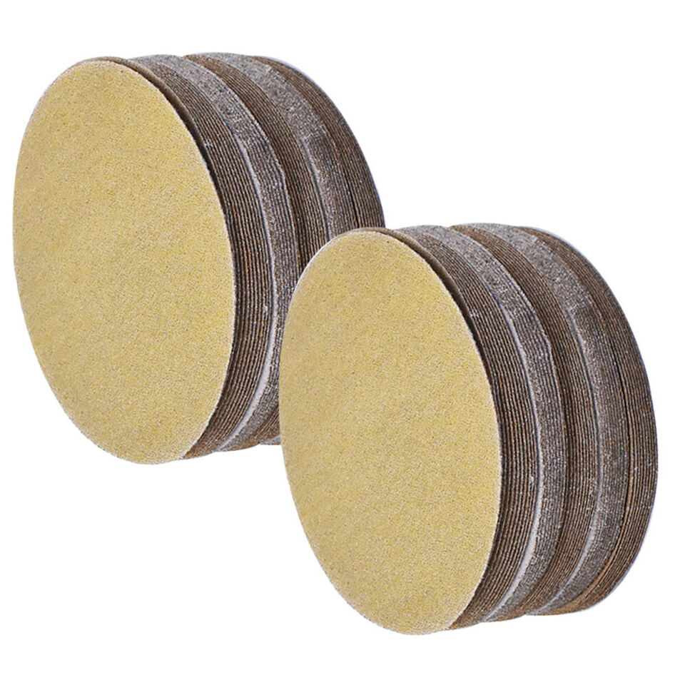 50 Pack 6 In Gold Sandpaper No Hole Hook & Loop Grip 150mm Sanding Disc 600 Grit