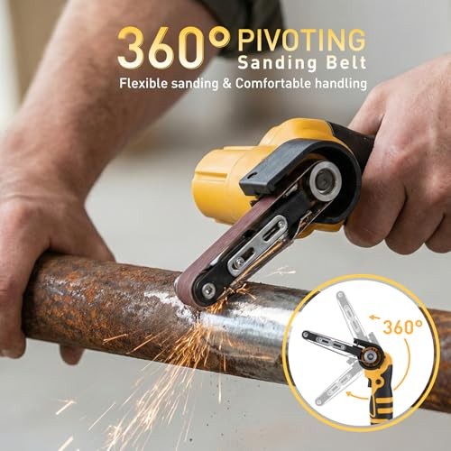 Cordless Belt Sander, 16.8V Mini Hand Held Belt Sander | 2pcs Battery, CVT,